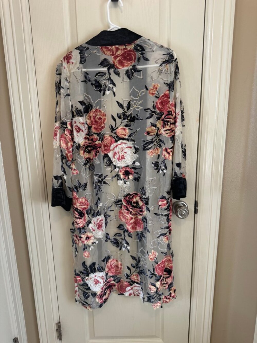 RD & Koko Floral Velvet Burnout Sheer Duster S